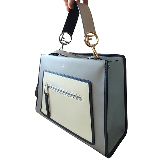 Fendi Vitello Century F Runaway Satchel Tortora Burro Bag - Picture 15 of 16